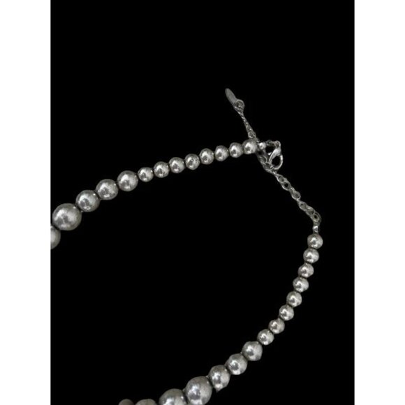 Vintage VCLM Necklace Silver Tone Crystals & Hammered Disks 14" Drop - Picture 7 of 9